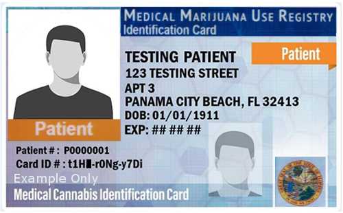 Florida Medical Marijuana Use Registry ID Card Example