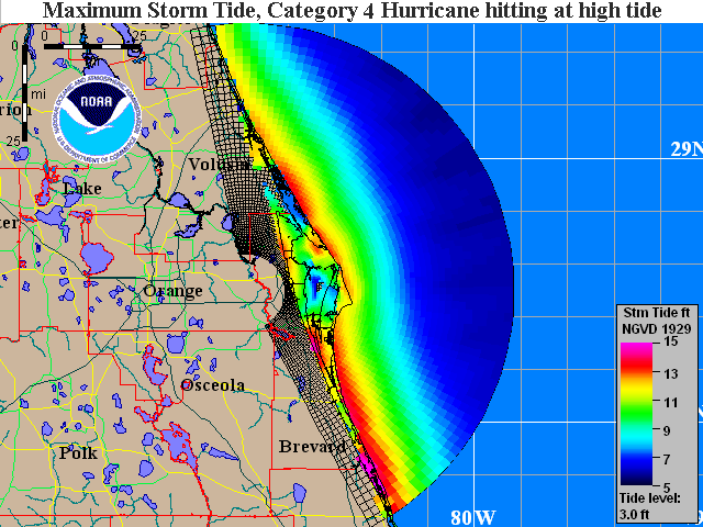 Central Florida Cat 4 Storm Surge Map