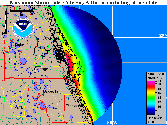 Central Florida Cat 5 Storm Surge Map