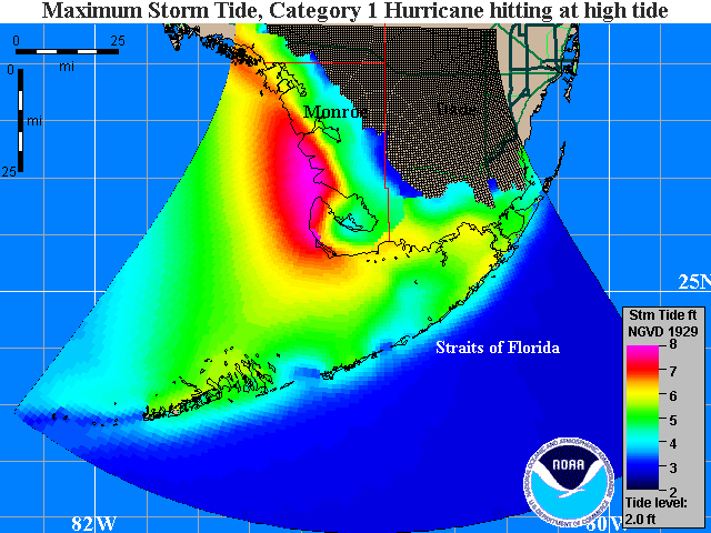 Florida Keys Cat 1 Storm Surge Map
