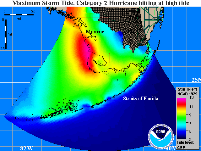 Florida Keys Cat 2 Storm Surge Map