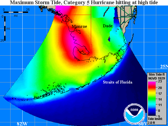 Florida Keys Cat 5 Storm Surge Map