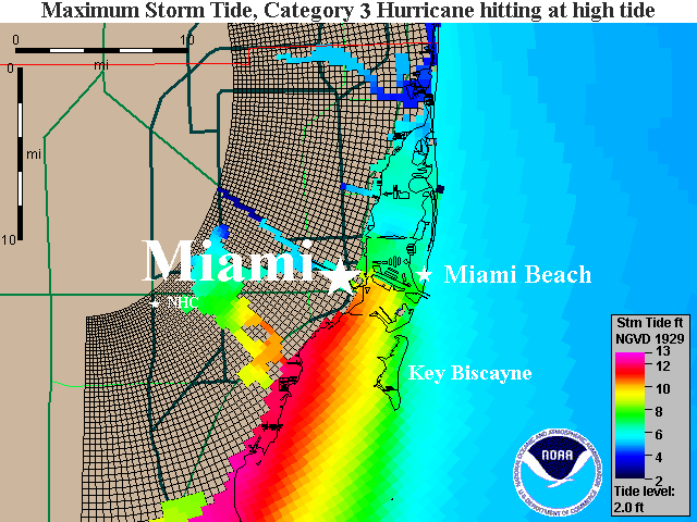 Miami Cat 3 Storm Surge Map