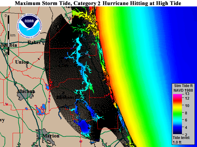 North Florida Cat 2 Storm Surge Map